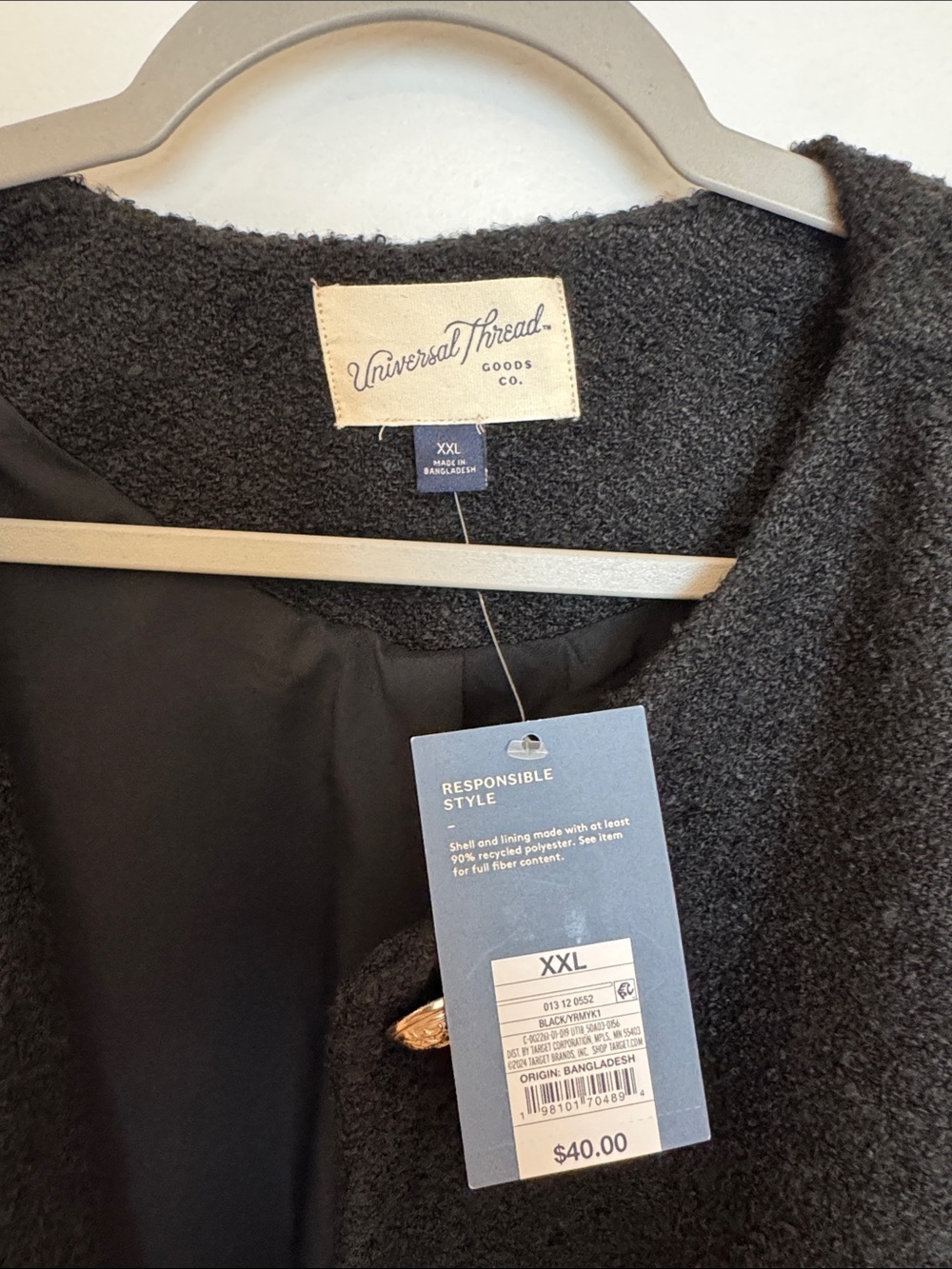 NEW Classic Black Bouclé Jacket with Gold Buttons - Universal Thread - Picture 2 of 8